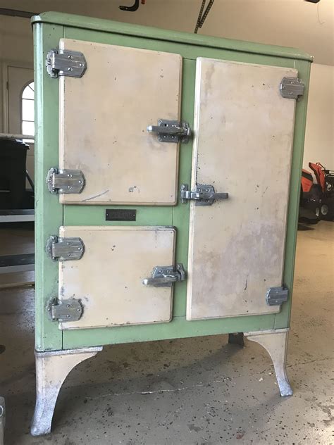 antique metal ice box